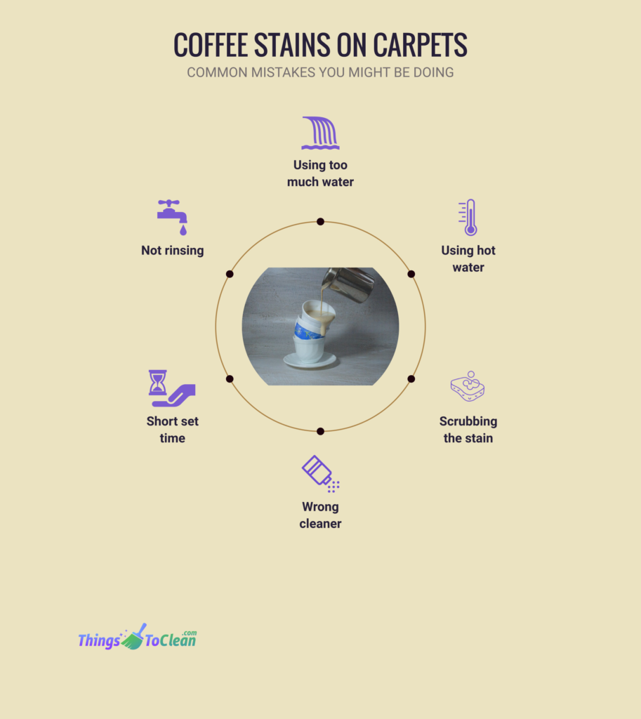 common mistakes of removing coffee stains from carpets